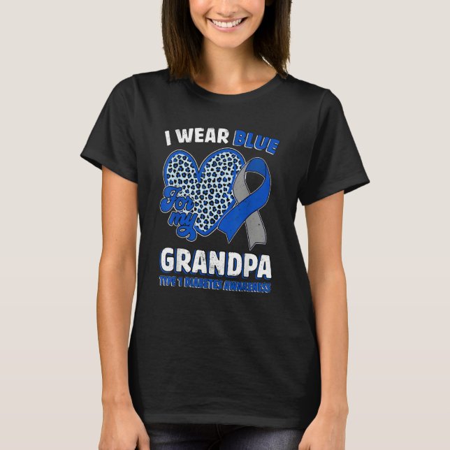 Camiseta I Wear Blue For My GrandPa Diabetes Awareness Ribb (Frente)