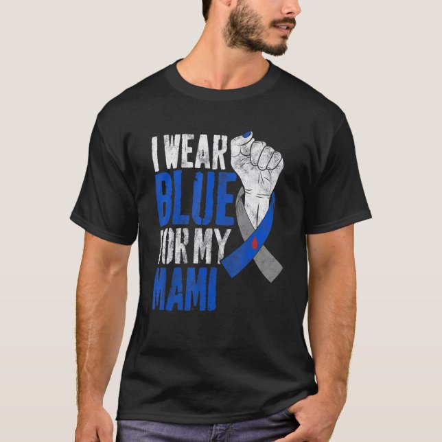 Camiseta I Wear Blue For My Mami Diabetes Awareness Ribbon (Frente)