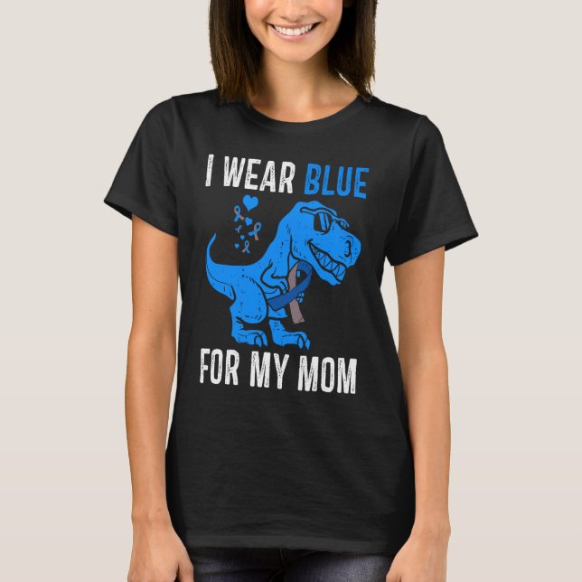 Camiseta I Wear Blue For My Mom Rex Dino Diabetes Awareness (Frente)