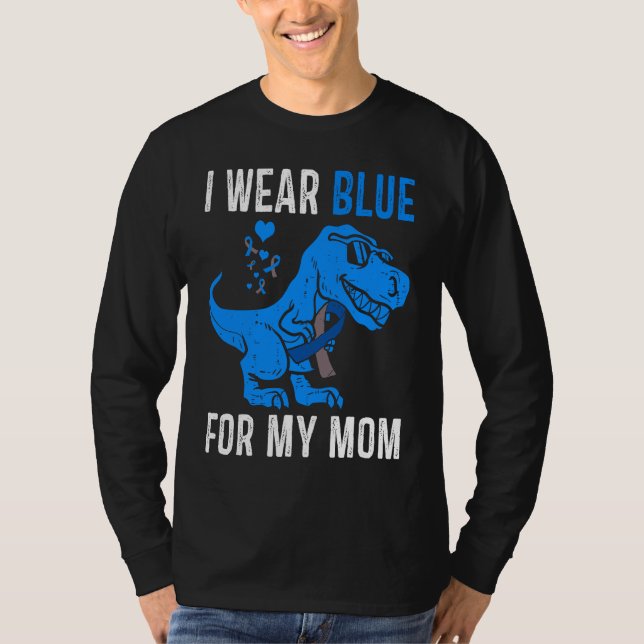 Camiseta I Wear Blue For My Mom Rex Dino Diabetes Awareness (Frente)