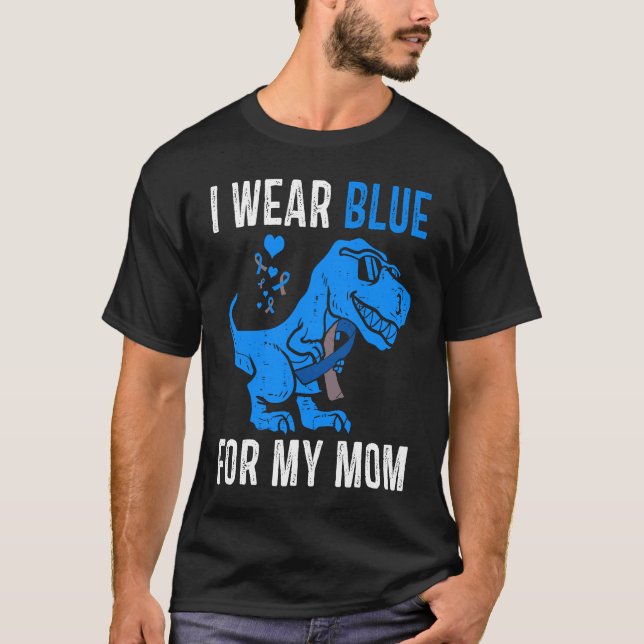 Camiseta I Wear Blue For My Mom Rex Dino Diabetes Awareness (Frente)