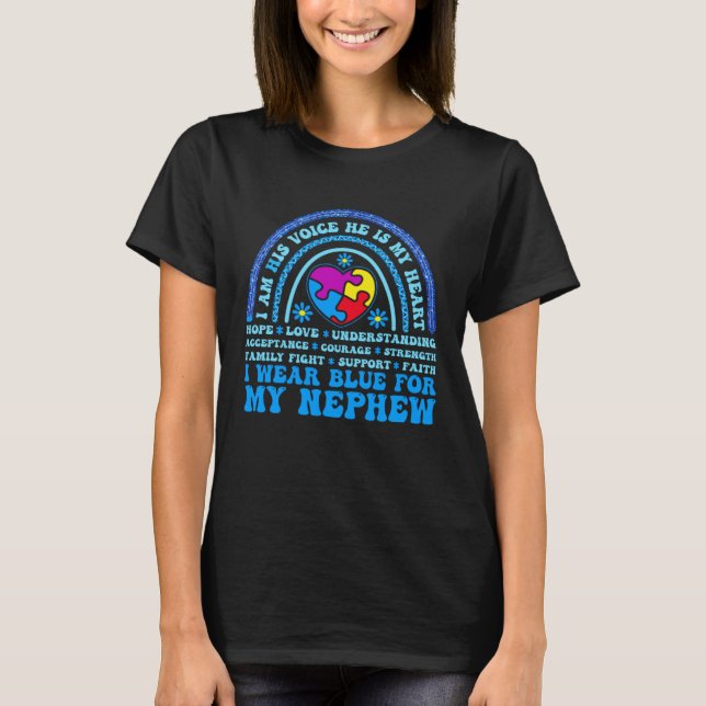 Camiseta I Wear Blue For My nephew Autism Awareness for men (Frente)