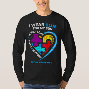 Camiseta I Wear Blue For My Son Autism Awareness For Mom Da