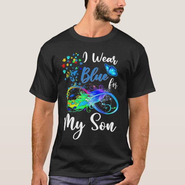 Camiseta I Wear Blue For My Son Autism Awareness Month (Frente)