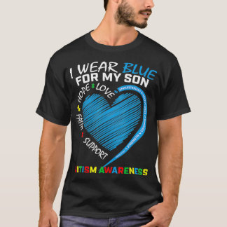 Camiseta I Wear Blue For My Son Autism Awareness Parents Mo