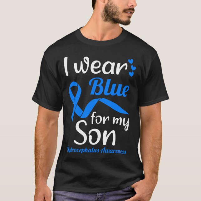 Camiseta I Wear Blue For My Son For Hydrocephalus Awareness (Frente)