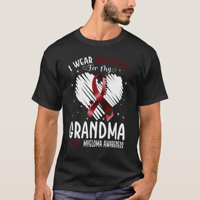 Camiseta I Wear Burgundy For My Grandma Multiple Myeloma Aw (Frente)