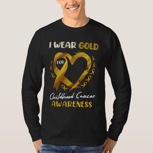 Camiseta I Wear Gold For Childhood Cancer Awareness Heart L (Frente)