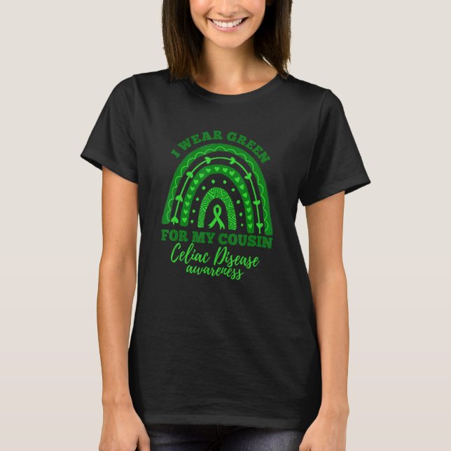 Camiseta I Wear Green For My Cousin Rainbow Celiac Disease  (Frente)