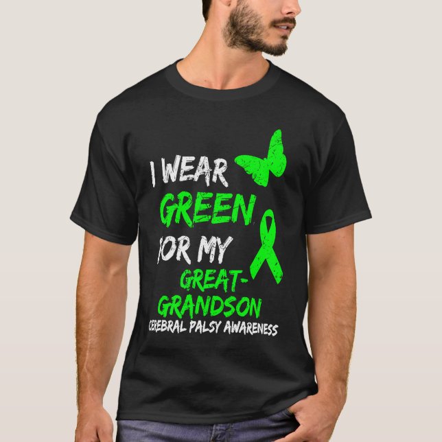 Camiseta I Wear Green For My Great Grandson Cerebral Palsy  (Frente)