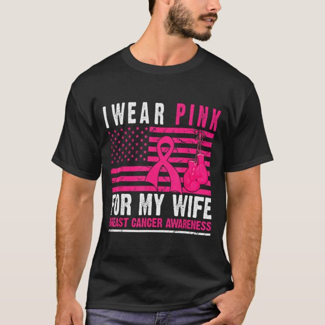 Camiseta I Wear Nk For My Wife Breast Cancer Husband Cancer (Frente)