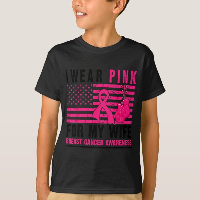 Camiseta I Wear Nk For My Wife Breast Cancer Husband Cancer (Frente)