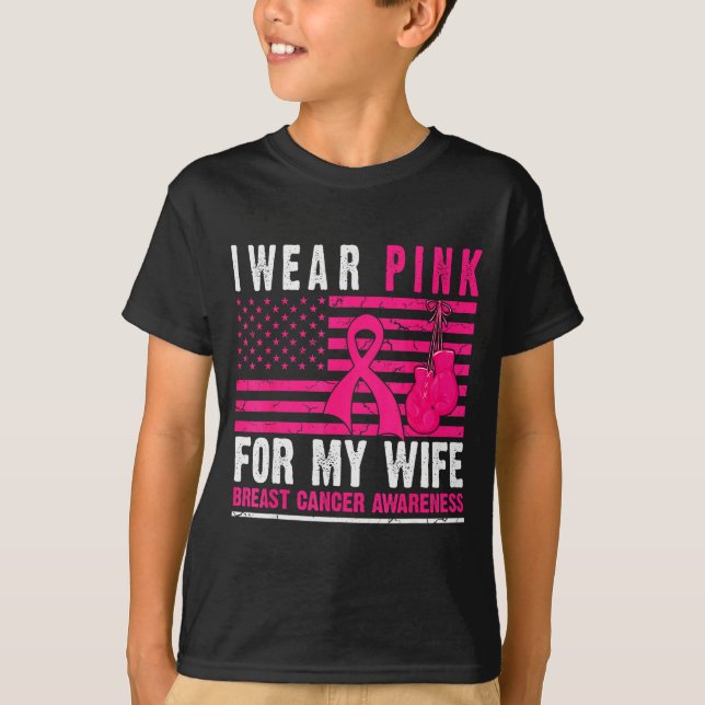 Camiseta I Wear Nk For My Wife Breast Cancer Husband Cancer (Frente)