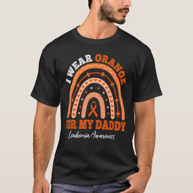 Camiseta I Wear Orange Ribbon For Daddy Leukemia Awareness  (Frente)