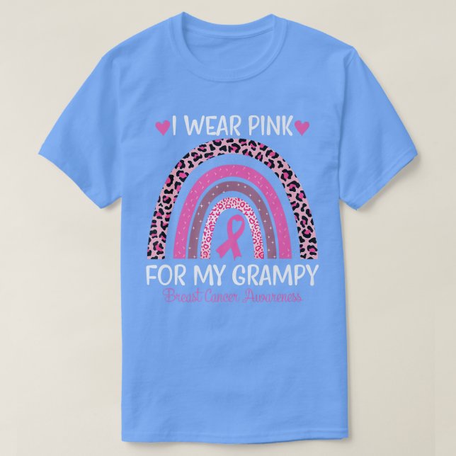 Camiseta I Wear Pink For My Grampy Rainbow Breast Cancer Su (Frente do Design)