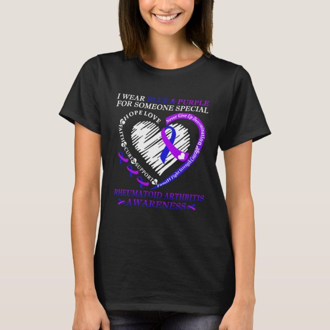 Camiseta I Wear Purple & Blue For Rheumatoid Arthritis Warr (Frente)