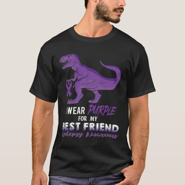 Camiseta I Wear Purple For Best Friend Dinosaur Epilepsy Aw (Frente)