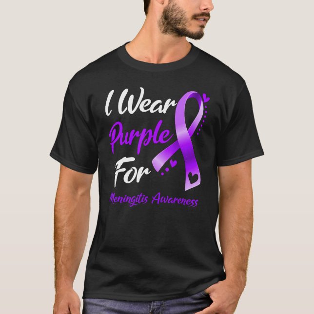 Camiseta I Wear Purple For Meningitis Awareness Ribbon (Frente)
