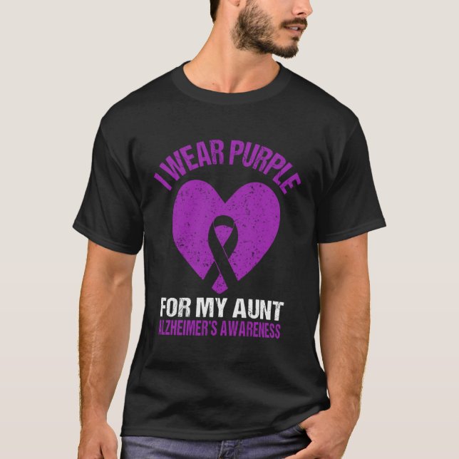 Camiseta I Wear Purple For My Aunt Alzheimers Awareness Aun (Frente)