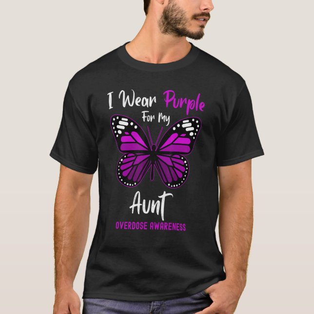 Camiseta I Wear Purple For My Aunt Overdose Awareness Butte (Frente)