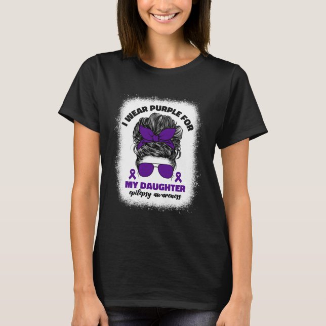 Camiseta I Wear Purple For My Daughter Epilepsy Awareness M (Frente)