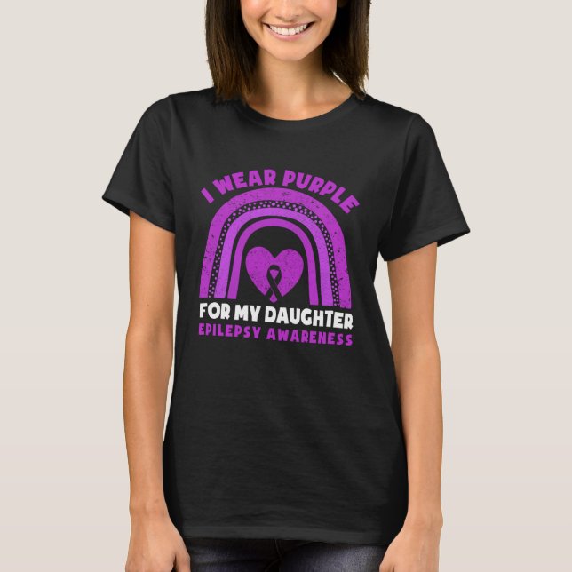 Camiseta I Wear Purple For My Daughter Epilepsy Awareness M (Frente)