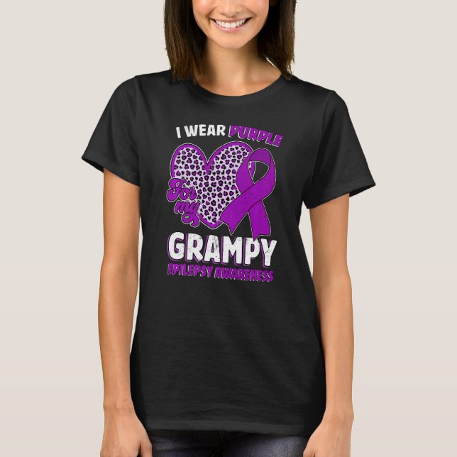 Camiseta I Wear Purple For My Grampy Epilepsy Awareness Leo (Frente)