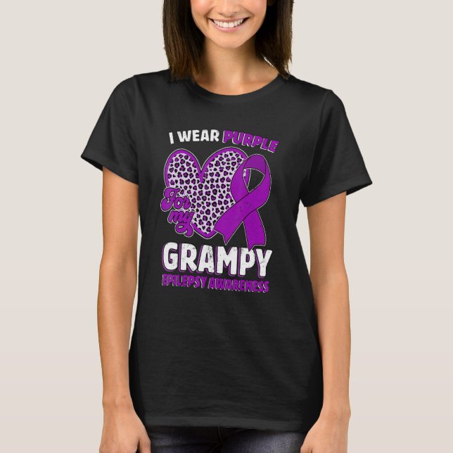 Camiseta I Wear Purple For My Grampy Epilepsy Awareness Leo (Frente)