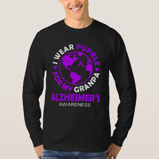 Camiseta I wear PURPLE for my GRANDPA ALZHEIMER S Awareness (Frente)