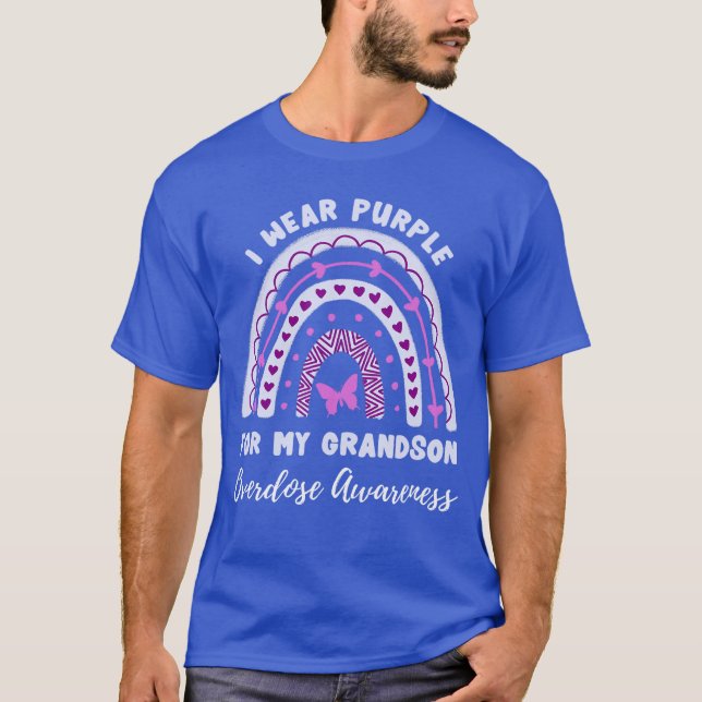 Camiseta I Wear Purple For My Grandson Overdose Awareness R (Frente)
