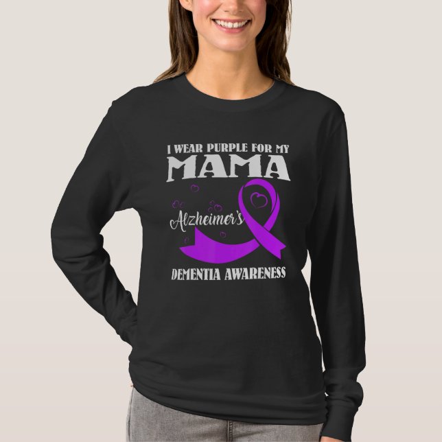 Camiseta I Wear Purple For My Mom Alzheimer's Dementia Awar (Frente)