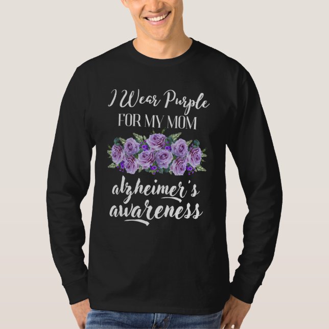 Camiseta I Wear Purple For My Mom Dementia Alzheimer s Awar (Frente)