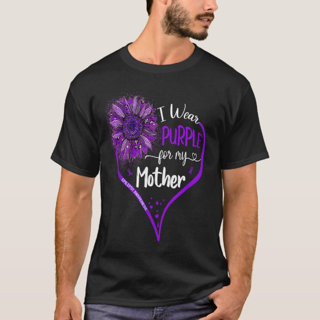 Camiseta I Wear Purple For My Mother Epilepsy Awareness Sun (Frente)