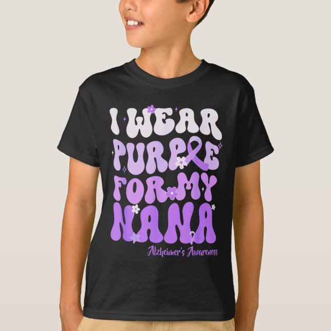 Camiseta I Wear Purple For My Nana Heimers Awareness Suprt  (Frente)