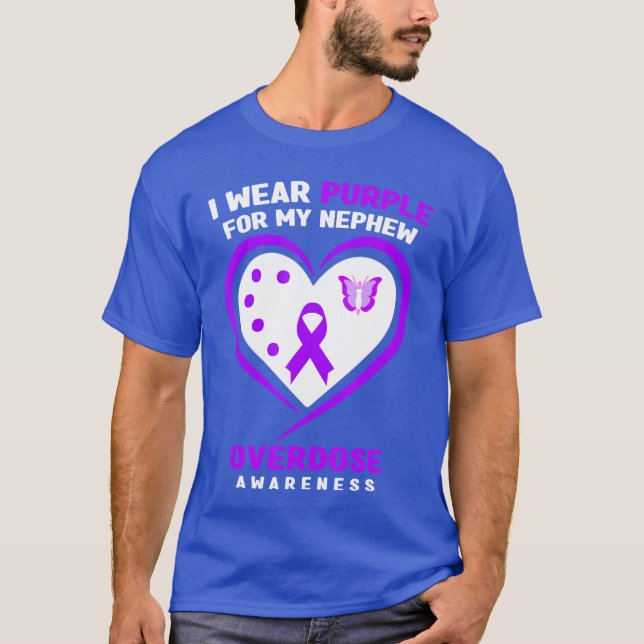 Camiseta I Wear Purple For My Nephew Overdose Awareness (Frente)