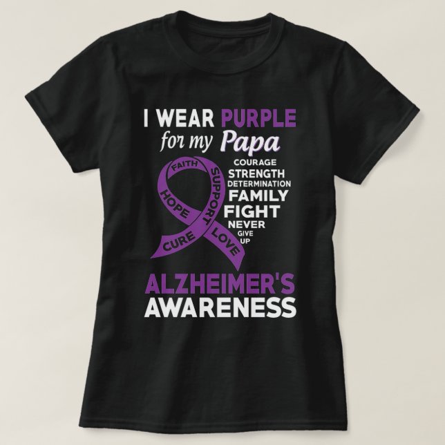 Camiseta I Wear Purple For My Papa Alzheimer'S Awareness (Frente do Design)