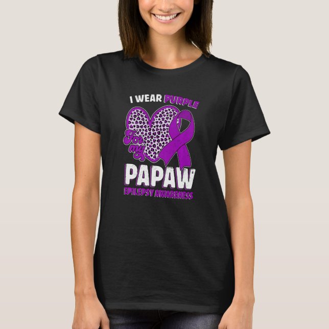Camiseta I Wear Purple For My Papaw Epilepsy Awareness Leop (Frente)