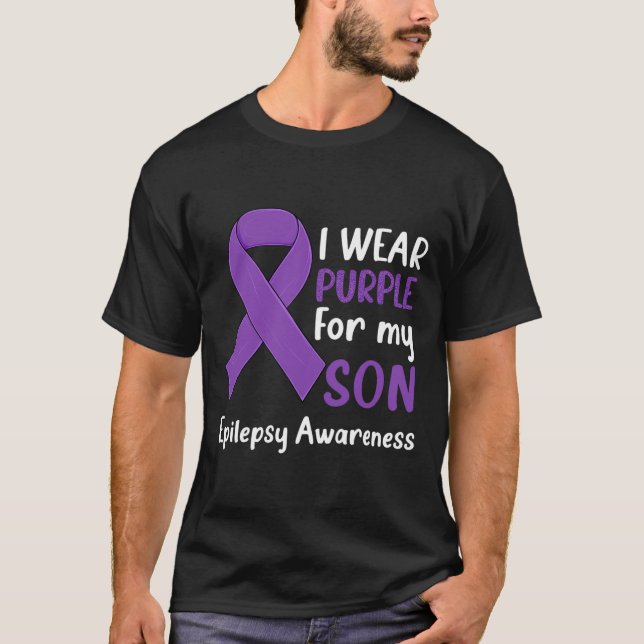 Camiseta I Wear Purple For My Son Epilepsy Awareness Epilep (Frente)