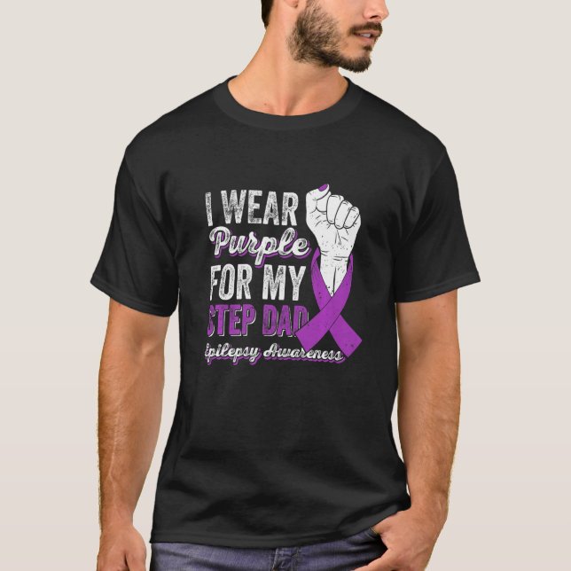 Camiseta I Wear Purple For My Step Dad Ribbon Epilepsy Awar (Frente)