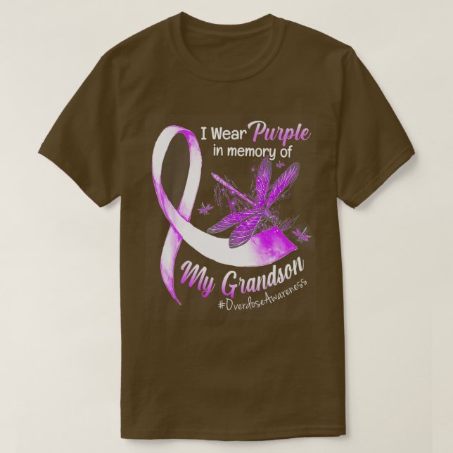 Camiseta I Wear Purple In Memory Of My Grandson Overdose Aw (Frente do Design)