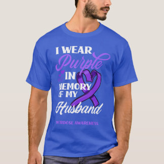 Camiseta I Wear Purple In Memory Of My Hus Overdose Awarene