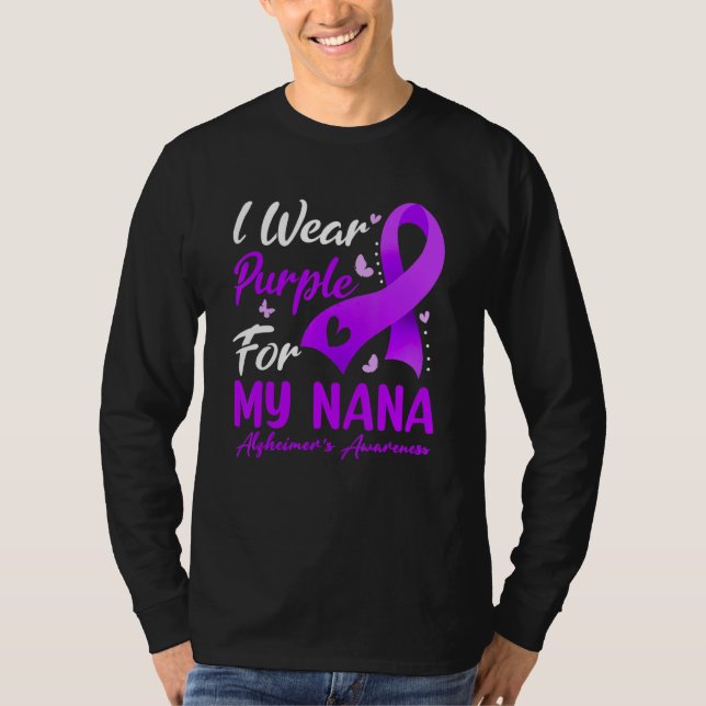 Camiseta I Wear Purple Ribbon For My Nana Alzheimer's Aware (Frente)