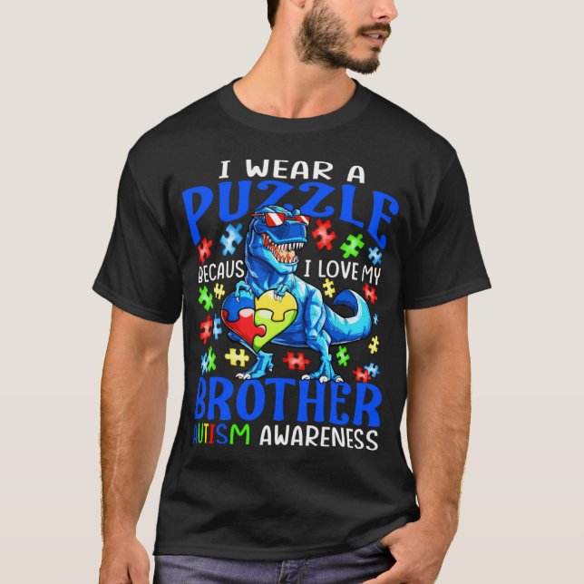 Camiseta I Wear Puzzle Love My Brother Autism Awareness Din (Frente)