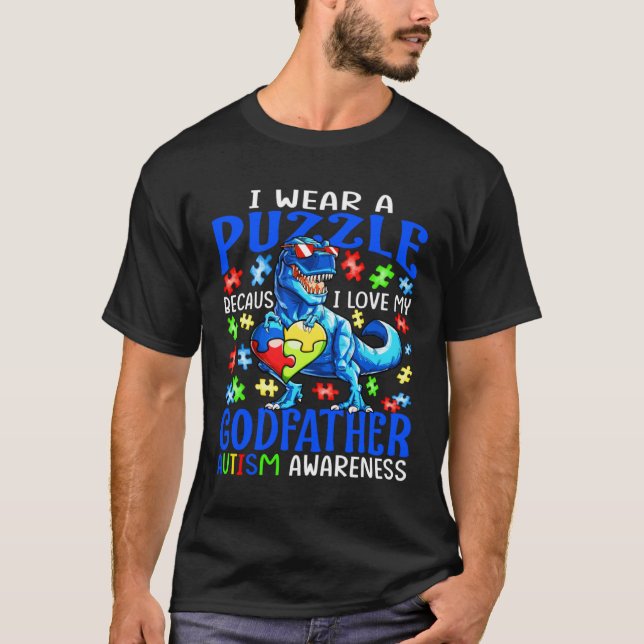 Camiseta I Wear Puzzle Love My Godfather Autism Awareness D (Frente)