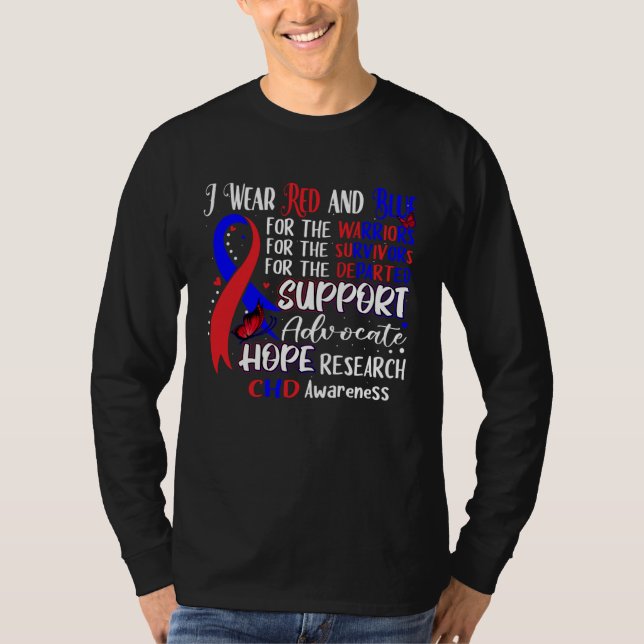 Camiseta I Wear Red Blue Ribbon For CHD Awareness Hope Supp (Frente)