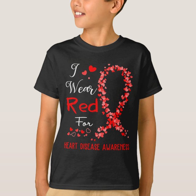 Camiseta I Wear Red For Heart Disease Awareness  (Frente)