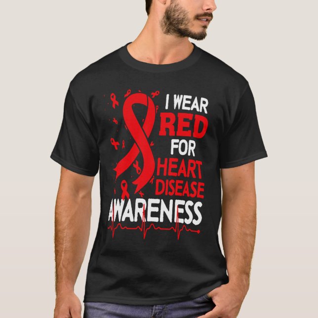 Camiseta I Wear Red For Heart Disease Awareness Month In Fe (Frente)