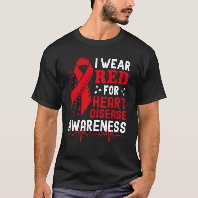 Camiseta I Wear Red For Heart Disease Awareness Month In Fe (Frente)