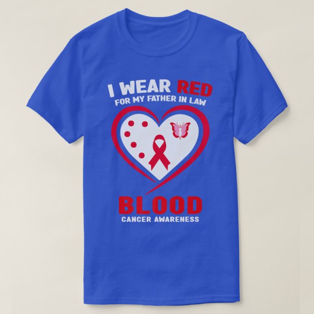 Camiseta I Wear Red For My Father In Law Blood Cancer Aware (Frente do Design)