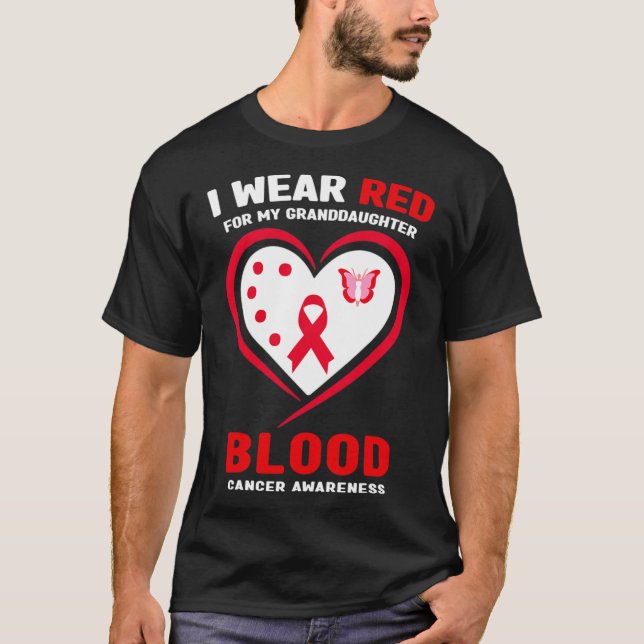 Camiseta I Wear Red For My Granddaughter Blood Cancer Aware (Frente)